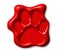 Dog paw, realistic red wax seal