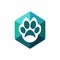 A dog paw with a sad expression on its face, A sleek, geometric design featuring a paw print, minimalist logo