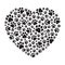 Dog paw vector heart icon valentine logo symbol french bulldog cartoon illustration graphic simple clip art