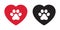 Dog paw vector icon heart logo valentine symbol french bulldog cartoon illustration clip art graphic simple