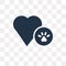 Dog Pawprint vector icon isolated on transparent background, Dog
