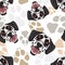 Dog paws Dalmatian pattern