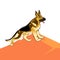 Dog pedigree german shepherd on a hill, cartoon on a white