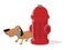 Dog peeing on a fire hydrant clipart