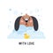 Dog pet grooming. Caring about dog. Pet washing service. Happy bathing pet. Flat vector illustration