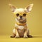 dog pet portrait glasses chihuahua background puppy fun cute yellow animal. Generative AI.