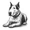 Dog Portrait Bull Terrier engraving sketch raster