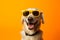 dog portrait sunglasses smile cute goggles funny animal pet background . Generative AI.