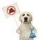 Dog with prohibition sign and poop bag