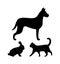 Dog Puppy, Cat and Bunny Silhouettes Icons Set