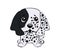 Dog puppy english setter. Vector Stock Illustration isolated Emoji character cartoon dog embarrassed, shy and blushes sticker emot