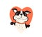 Dog Puppy in Heart Shape Frame Smiling Happy