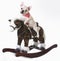 Dog riding a horse