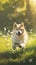 Dog Running Through Field of Grass