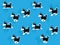 Dog Running Siberian Husky Cartoon Character Illustration Seamless Background