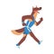 Dog Running, Sportive Animal Character Wearing Uniform Doing Sports Vector Illustration