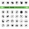 Dog`s food properties icon set, vector. Thine line icons. Editable lines, EPS 10. Veterinarian properties. Meat symbols: fish, chi