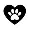 The dog`s track in the heart. cat and dog paw print inside heart