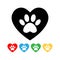 The dog`s track in the heart. set cat and dog paw print inside heart