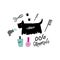 Dog salon grooming tools. Vector hand drawn illustration, doodle style