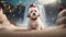 dog in santa hat highly intricately detailed photograph of Cute sitting Bichon Havanese puppy dog in Christmas