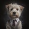 Dog schnauzer portrait generative ai. Schnauzer dog breed wearing university uniform