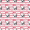 Dog seamless pattern Christmas. French bulldog Santa Claus Xmas hat and candy cane cartoon