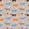 Dog seamless vector taupe colored pattern.