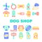 Dog Shop Accessories Collection Icons Set Vector