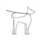 dog side view linear illustration. Pets and grooming. puppy on a leash