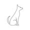 dog side view linear illustration. Pets and grooming. puppy sitting