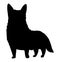 Dog silhouette, corgi breed. Side view pet stand icon in black color. Make used for dog show, competition, pet store