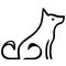 Dog silhouette in vector, pet illustration outline image, active dog figure in black color, isolated element for logo or icon