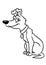 Dog sitting smile animal character  cartoon illustration coloring page