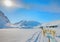 Dog sledging in spring time in greenland