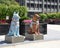 Dog statues honoring fallen police officers in Chicago