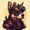 Dog steam punk displays a loyal and adventurous canine with a mechanical and industrial twist, representing the spirit of