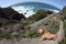 Dog and Steep Trail at Pacific Ocean