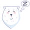 Dog sticker, sleeping emoticon. Emoticon for social networks and messengers. Cute kawaii animal in cartoon style