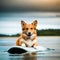 Dog Surfing on the Ocean Realistic Digital Art
