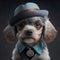 Dog tibetan terrier gangster generative ai. Tibetan terrier puppy breed wearing fedoras