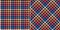 Dog tooth check plaid pattern in navy blue, red, orange, yellow, beige. Seamless pixel houndstooth tweed tartan set for spring.