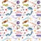 Dog toys seamless print. Puppies vector background