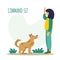 Dog training. The pet executes the sit command. The training process. A simple icon, symbol, sign. Editable vector