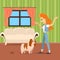 Dog training vector concept. Flat design