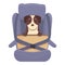 Dog travel car icon cartoon vector. Road seat