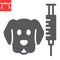 Dog vaccination glyph icon, vaccine and injection, pet vaccination vector icon, vector graphics, editable stroke solid