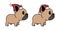 Dog vector french bulldog Christmas Santa Claus Xmas hat scarf cartoon character icon logo illustration brown