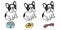 Dog vector french bulldog icon character cartoon puppy bone food bowl toy breed logo illustration doodle black