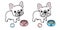 Dog vector french bulldog logo icon cartoon character baseball bone bowl illustration symbol white